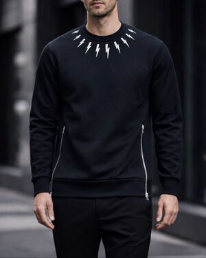 Neil Barrett Thunderbolt Lightning Bolt Neoprene Side Zip Sweatshirt M